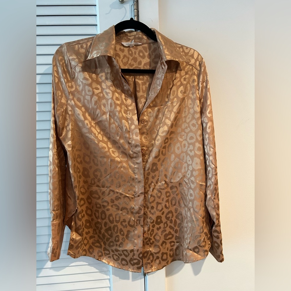 Leopard Print Satin Blouse